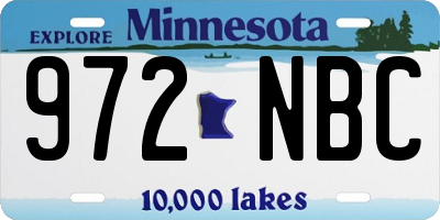MN license plate 972NBC
