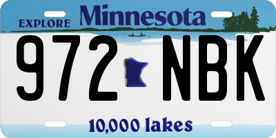 MN license plate 972NBK