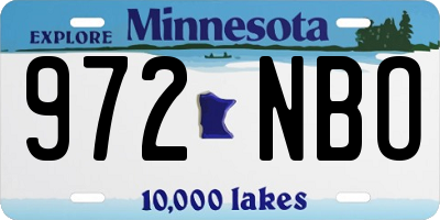 MN license plate 972NBO