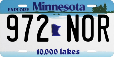 MN license plate 972NOR
