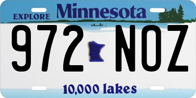 MN license plate 972NOZ