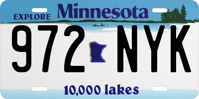 MN license plate 972NYK