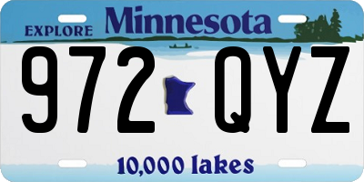 MN license plate 972QYZ