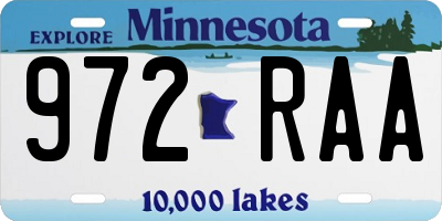 MN license plate 972RAA