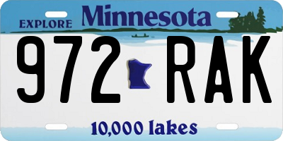 MN license plate 972RAK
