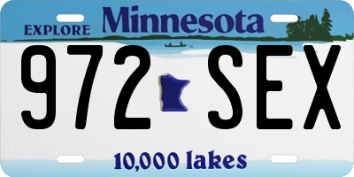 MN license plate 972SEX