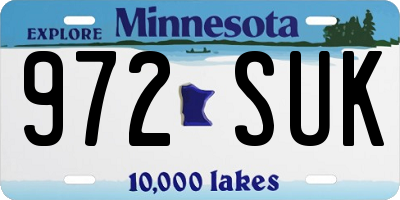 MN license plate 972SUK