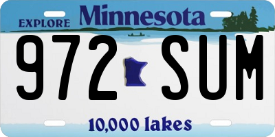 MN license plate 972SUM