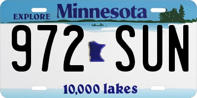 MN license plate 972SUN