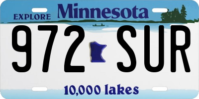 MN license plate 972SUR
