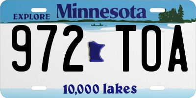 MN license plate 972TOA