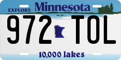 MN license plate 972TOL