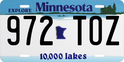 MN license plate 972TOZ