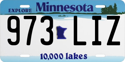 MN license plate 973LIZ
