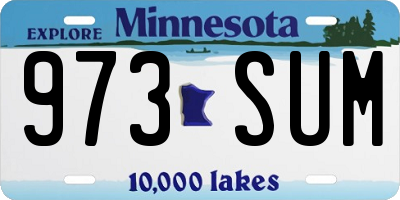 MN license plate 973SUM