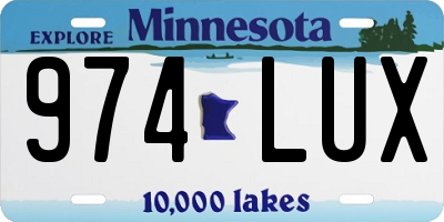 MN license plate 974LUX