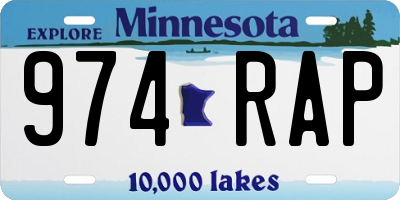 MN license plate 974RAP