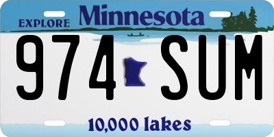 MN license plate 974SUM