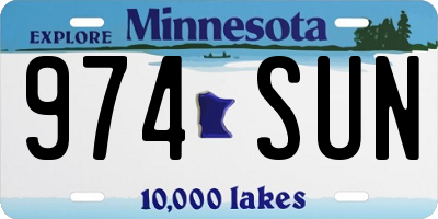 MN license plate 974SUN