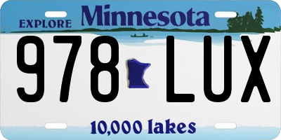 MN license plate 978LUX