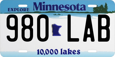 MN license plate 980LAB