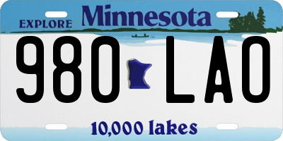 MN license plate 980LAO