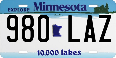 MN license plate 980LAZ