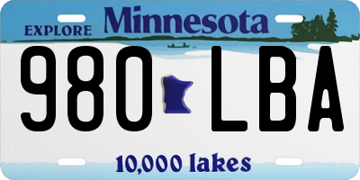MN license plate 980LBA