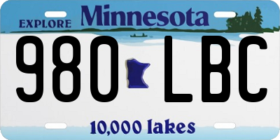 MN license plate 980LBC
