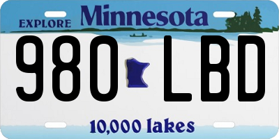 MN license plate 980LBD