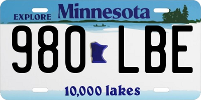 MN license plate 980LBE