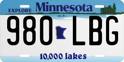 MN license plate 980LBG
