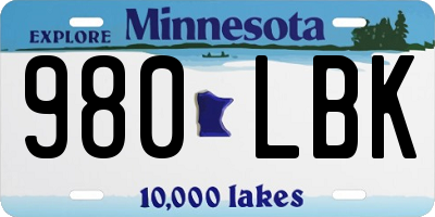 MN license plate 980LBK