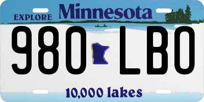 MN license plate 980LBO