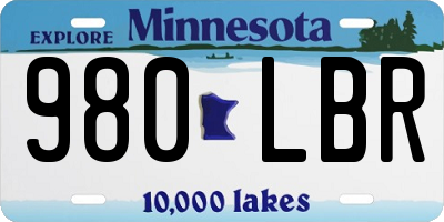 MN license plate 980LBR