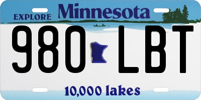 MN license plate 980LBT