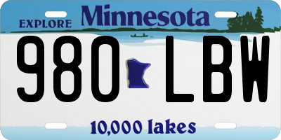 MN license plate 980LBW