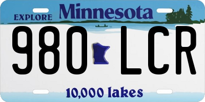 MN license plate 980LCR
