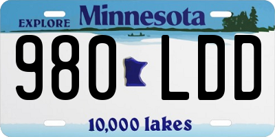 MN license plate 980LDD