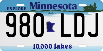 MN license plate 980LDJ