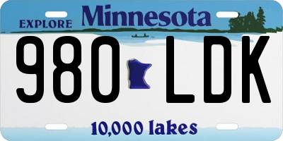 MN license plate 980LDK