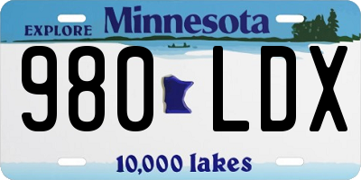 MN license plate 980LDX