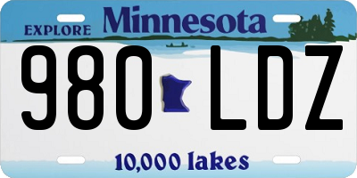 MN license plate 980LDZ