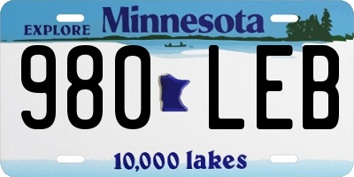 MN license plate 980LEB