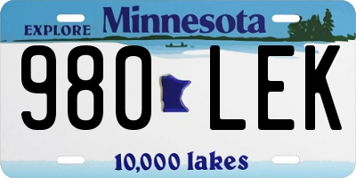 MN license plate 980LEK
