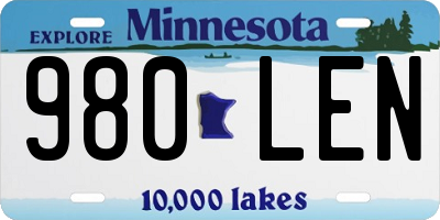 MN license plate 980LEN