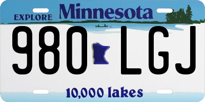 MN license plate 980LGJ