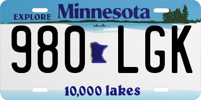 MN license plate 980LGK