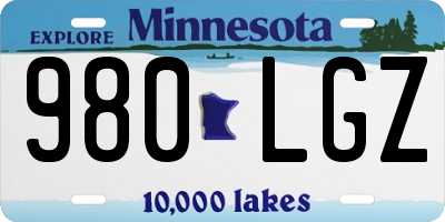 MN license plate 980LGZ