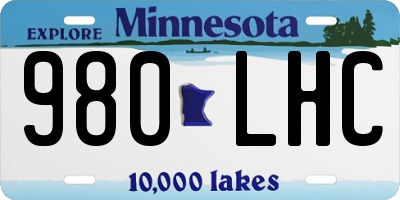 MN license plate 980LHC